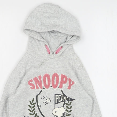 Marks and Spencer Girls Grey  Cotton Pullover Hoodie Size 7-8 Years
