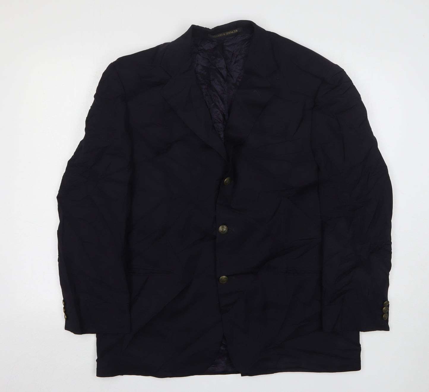Marks and Spencer Mens Blue  Wool Jacket Suit Jacket Size 42