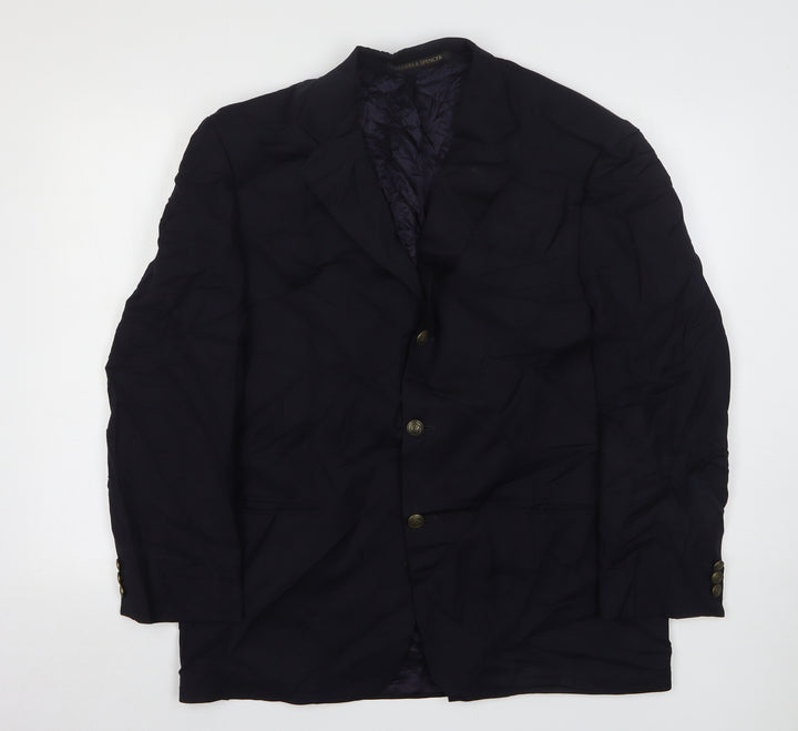 Marks and Spencer Mens Blue  Wool Jacket Suit Jacket Size 42