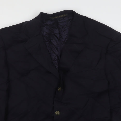 Marks and Spencer Mens Blue  Wool Jacket Suit Jacket Size 42