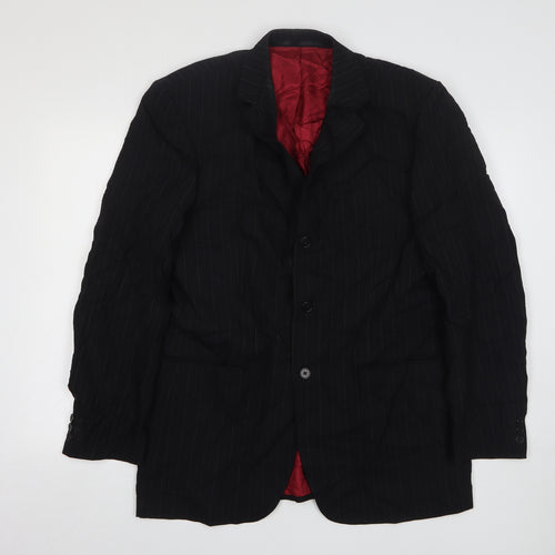 Burton  Mens Black Striped Wool Jacket Suit Jacket Size 40
