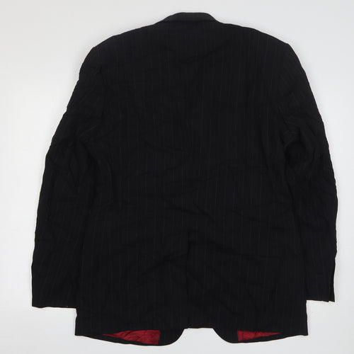 Burton  Mens Black Striped Wool Jacket Suit Jacket Size 40