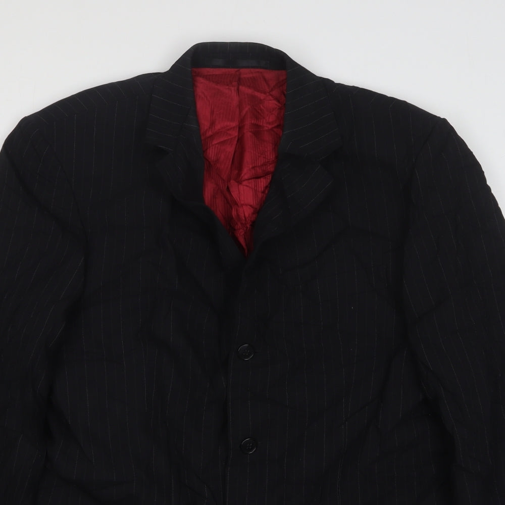 Burton  Mens Black Striped Wool Jacket Suit Jacket Size 40