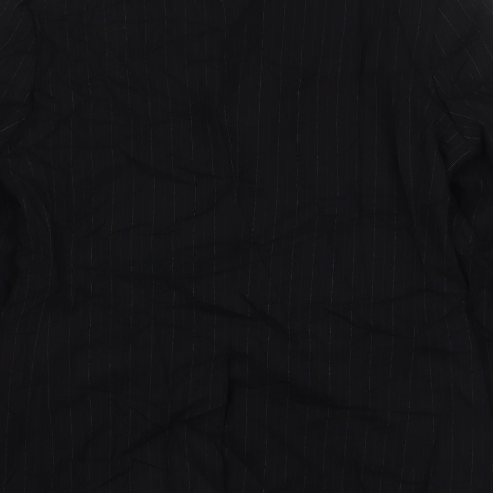 Burton  Mens Black Striped Wool Jacket Suit Jacket Size 40