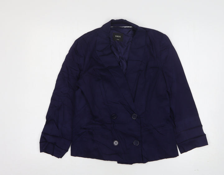 Oasis Womens Blue Coir Jacket Suit Jacket Size 10