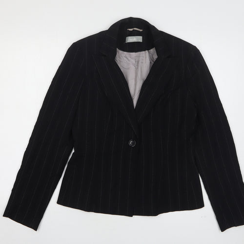 Wallis Womens Black Striped Polyester Jacket Suit Jacket Size 12
