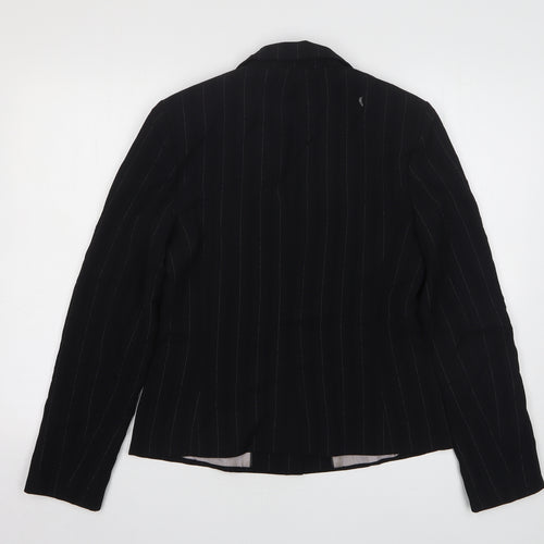 Wallis Womens Black Striped Polyester Jacket Suit Jacket Size 12