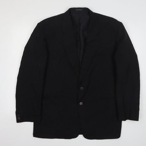 Simon Jersey Mens Black  Polyester Jacket Suit Jacket Size 42
