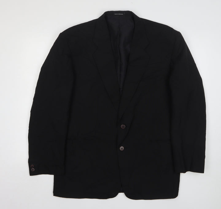 Simon Jersey Mens Black  Polyester Jacket Suit Jacket Size 42