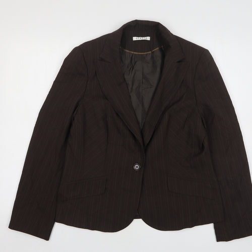 George Womens Brown Striped Polyester Jacket Suit Jacket Size 16