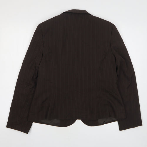 George Womens Brown Striped Polyester Jacket Suit Jacket Size 16