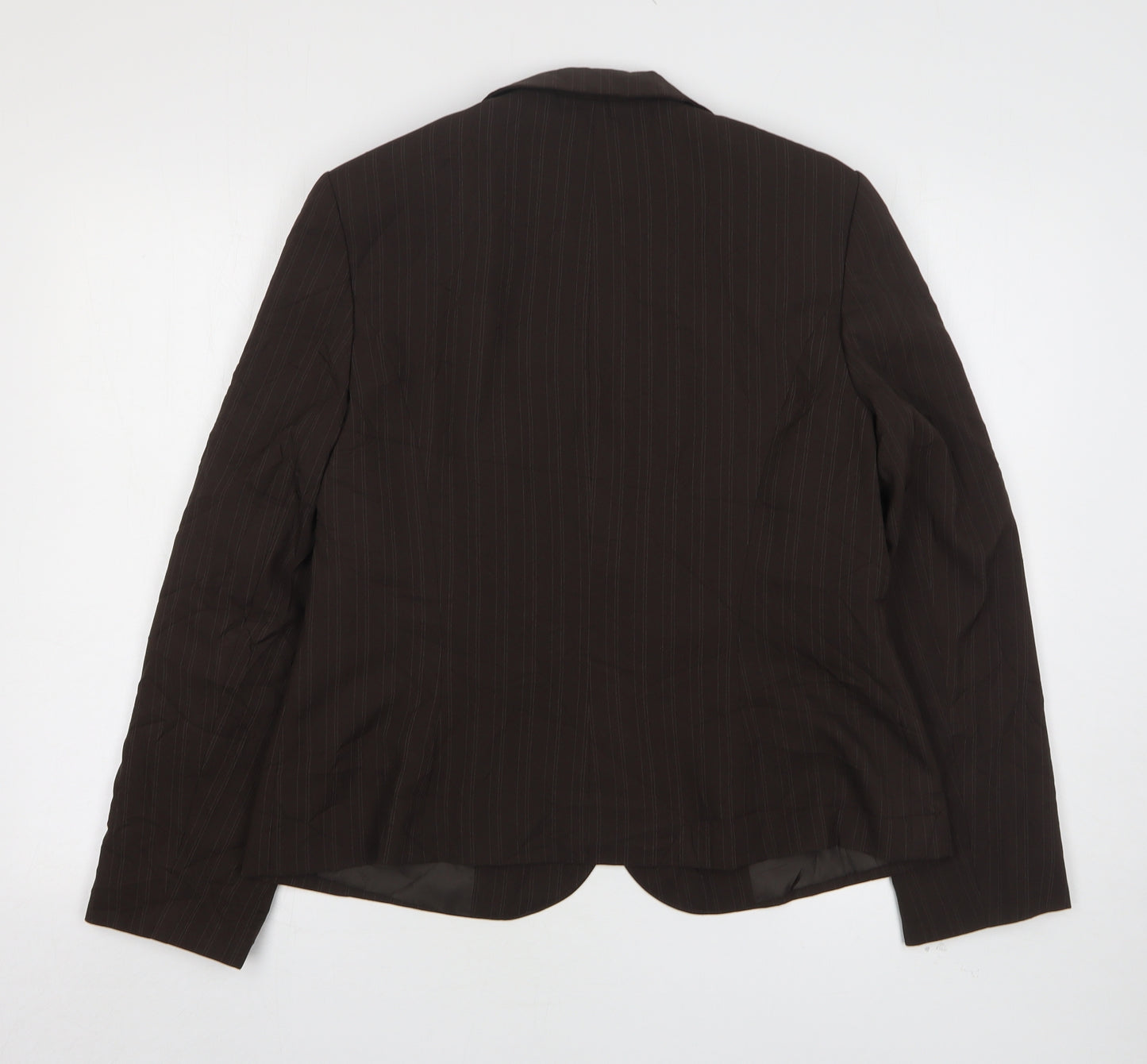 George Womens Brown Striped Polyester Jacket Suit Jacket Size 16