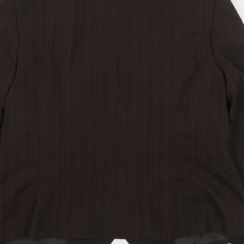 George Womens Brown Striped Polyester Jacket Suit Jacket Size 16