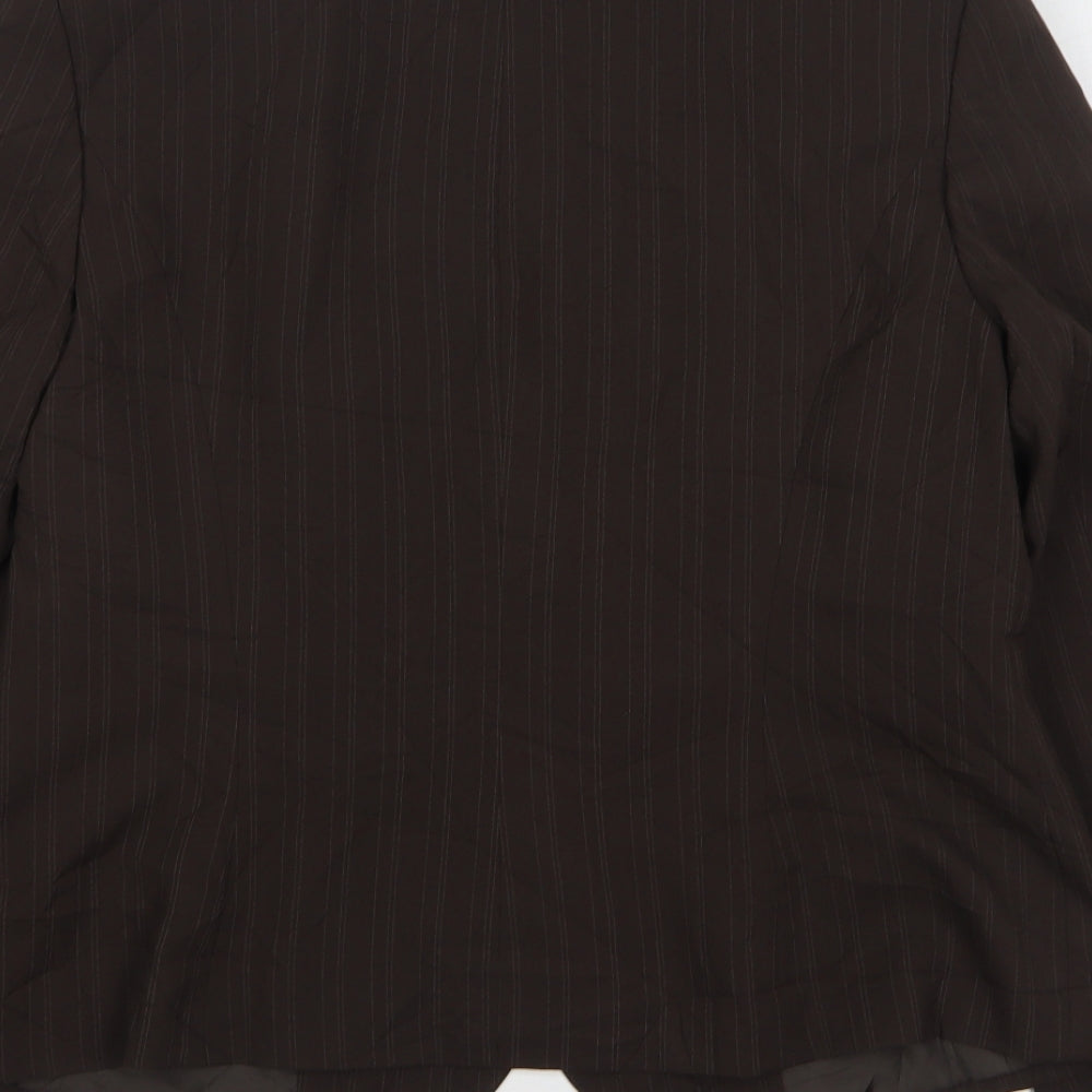 George Womens Brown Striped Polyester Jacket Suit Jacket Size 16