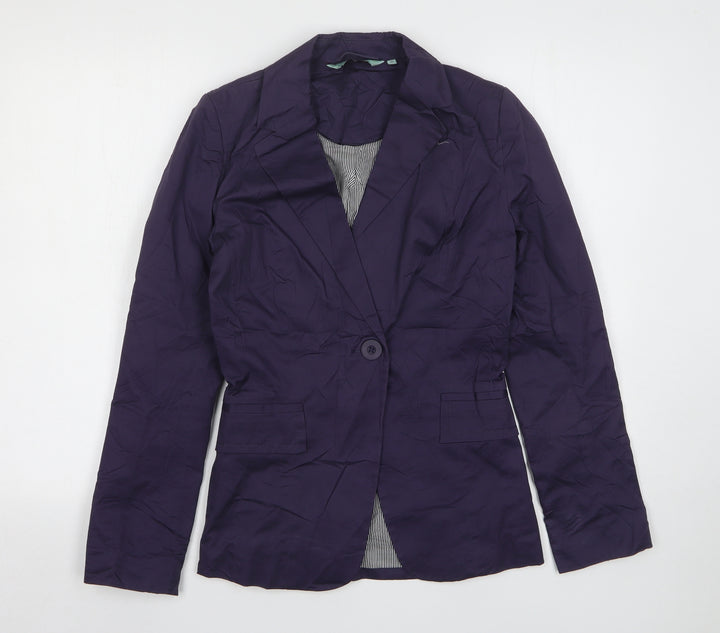 New Look Womens Blue Cotton Jacket Suit Jacket Size 10