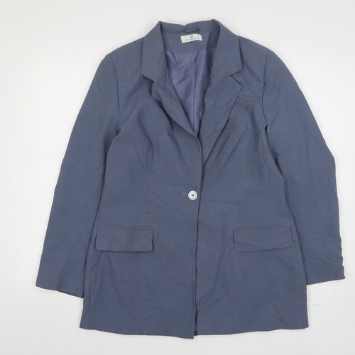 Essentials  Womens Blue  Polyester Jacket Suit Jacket Size 12