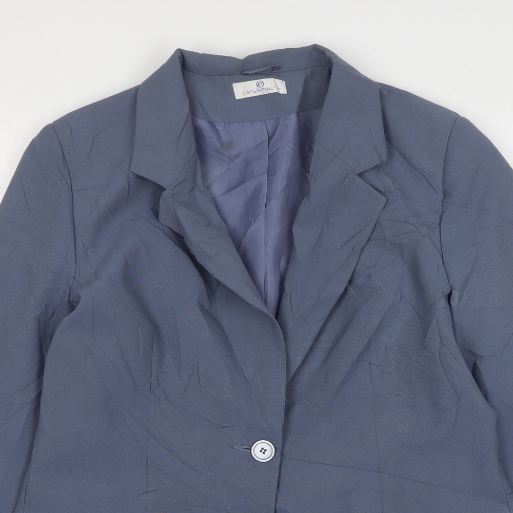 Essentials  Womens Blue  Polyester Jacket Suit Jacket Size 12
