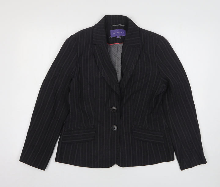 Autonomy Womens Grey Striped Polyester Jacket Suit Jacket Size 12