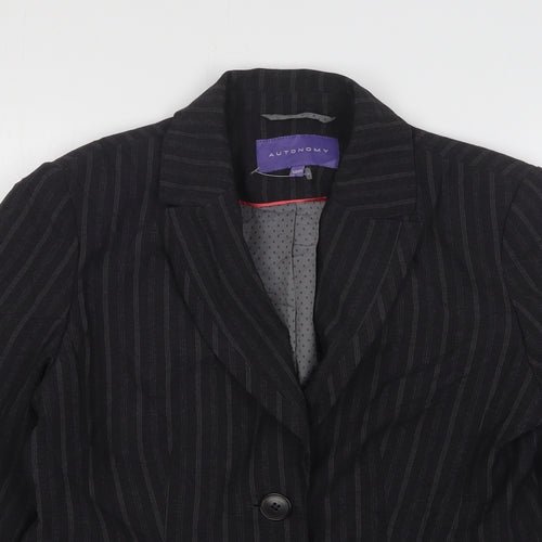 Autonomy  Womens Grey Striped Polyester Jacket Suit Jacket Size 12