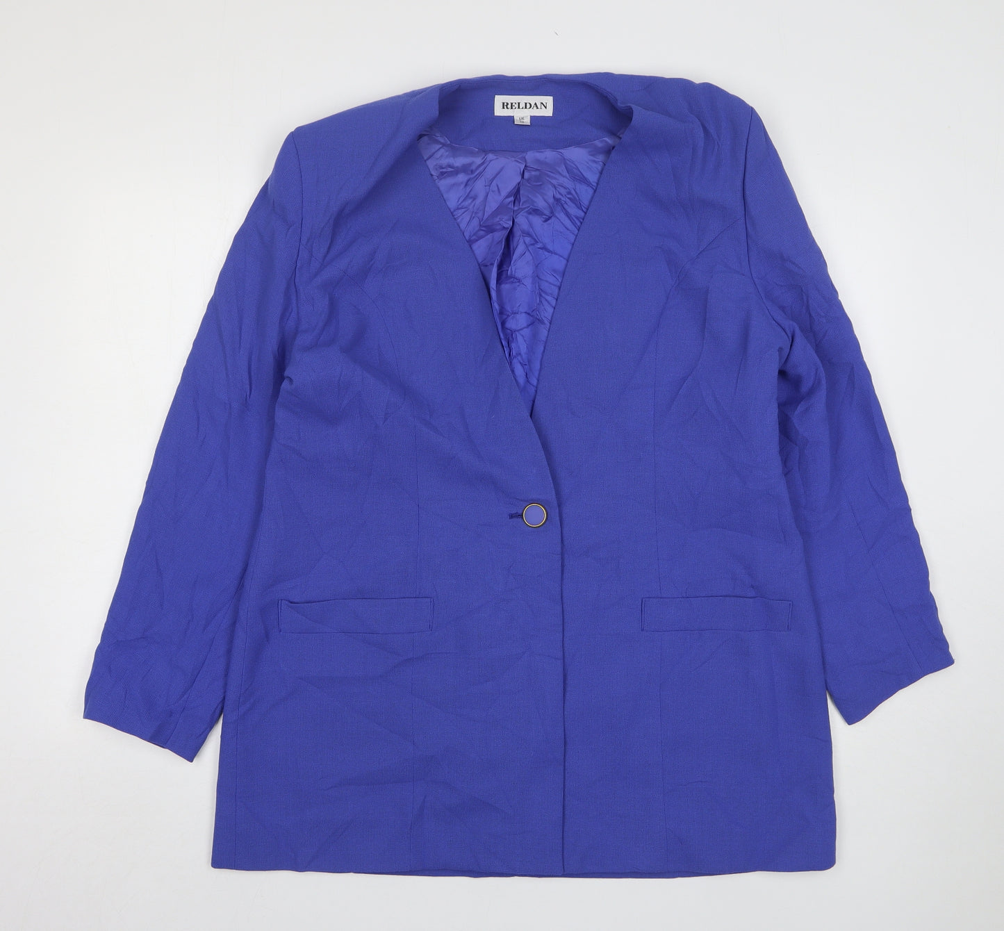 Reldan Womens Blue  Polyester Jacket Blazer Size 18