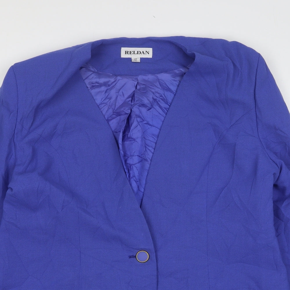 Reldan Womens Blue  Polyester Jacket Blazer Size 18