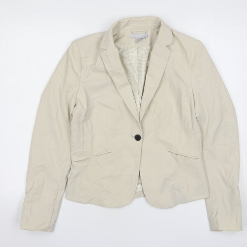 H&M Womens Beige  Polyester Jacket Suit Jacket Size 10