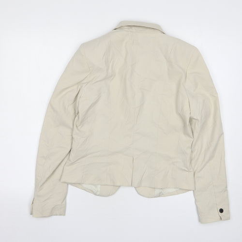 H&M Womens Beige  Polyester Jacket Suit Jacket Size 10