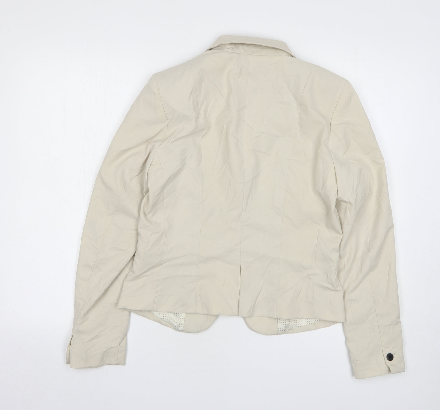 H&M Womens Beige  Polyester Jacket Suit Jacket Size 10