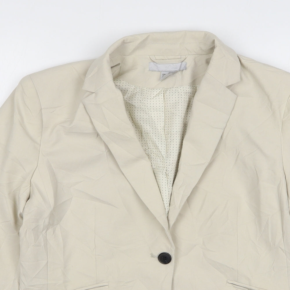 H&M Womens Beige  Polyester Jacket Suit Jacket Size 10