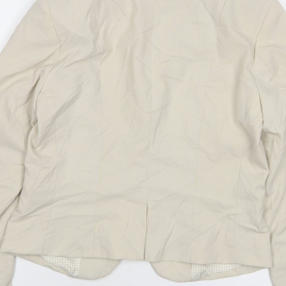 H&M Womens Beige  Polyester Jacket Suit Jacket Size 10