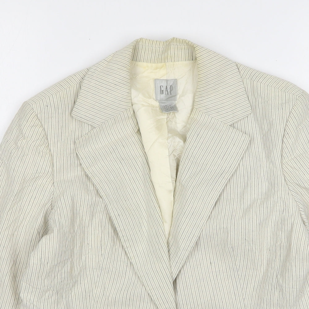 Gap Womens Beige Striped Cotton Jacket Blazer Size 10
