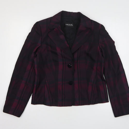 Betty Barclay Womens Purple Plaid Polyester Jacket Suit Jacket Size 14