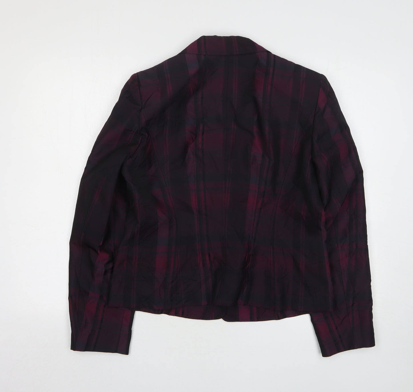 Betty Barclay Womens Purple Plaid Polyester Jacket Suit Jacket Size 14