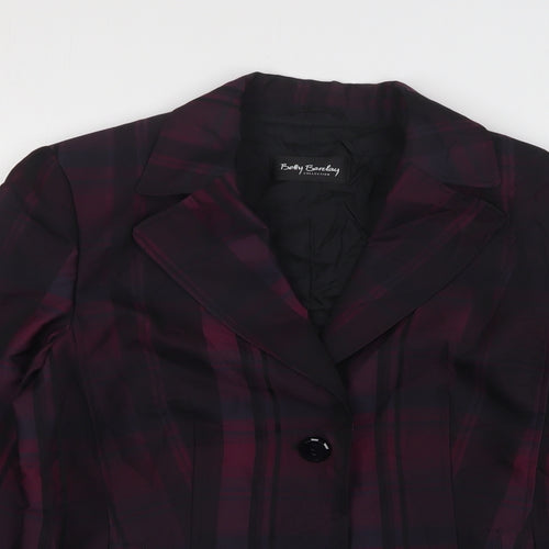 Betty Barclay Womens Purple Plaid Polyester Jacket Suit Jacket Size 14