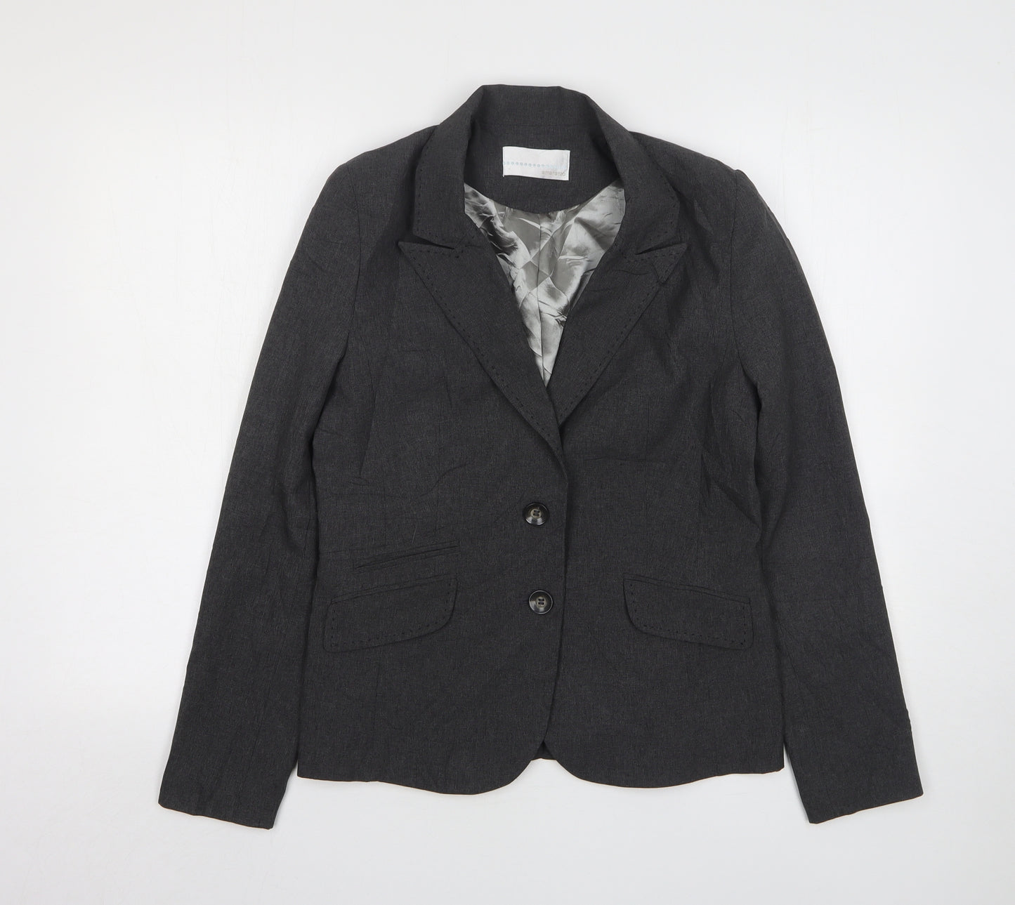 AMARANTO Womens Grey  Polyester Jacket Suit Jacket Size 12