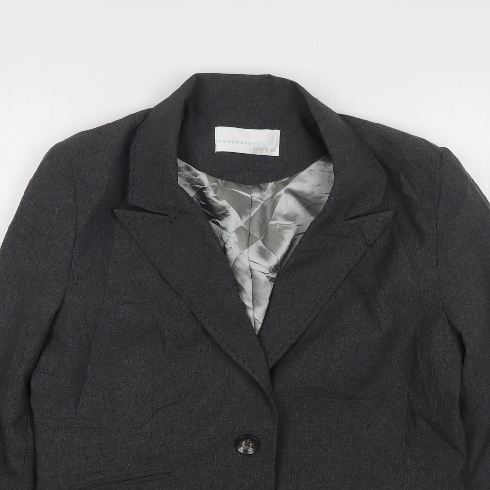 AMARANTO Womens Grey  Polyester Jacket Suit Jacket Size 12