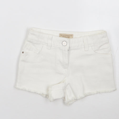 NEXT Girls Ivory  100% Cotton Cut-Off Shorts Size 5 Years  Regular Zip