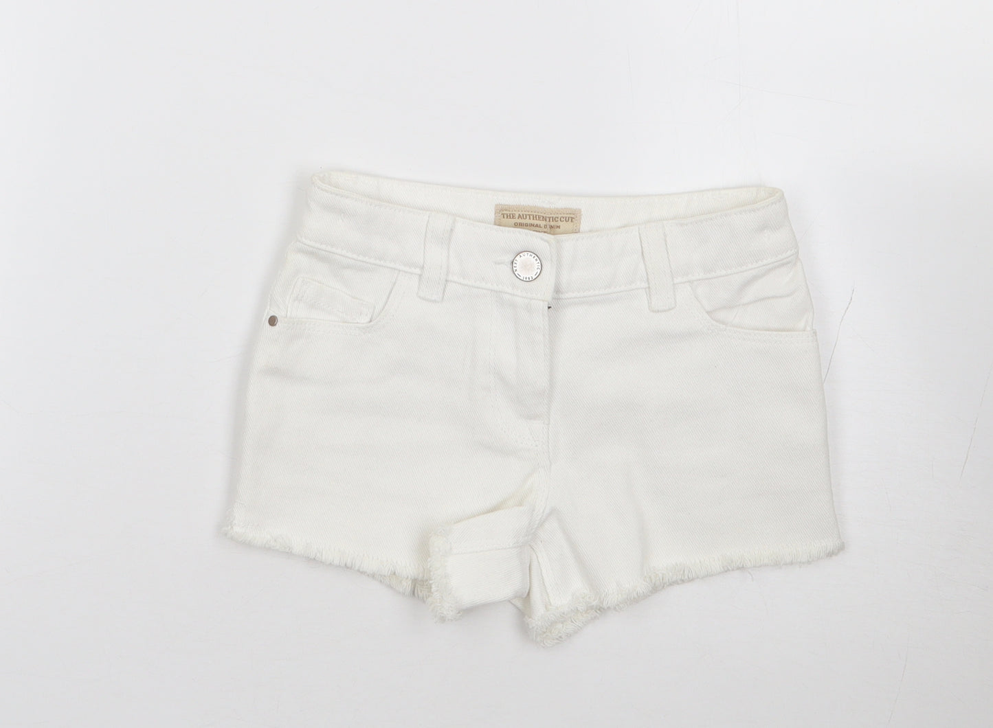 NEXT Girls Ivory  100% Cotton Cut-Off Shorts Size 5 Years  Regular Zip