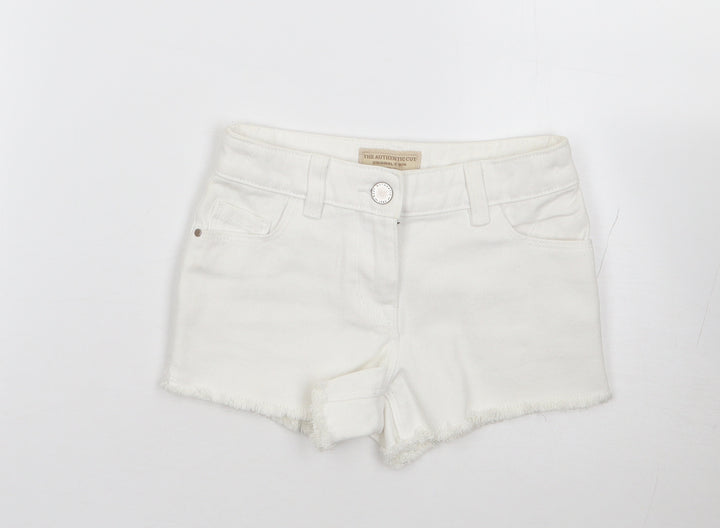 NEXT Girls Ivory  100% Cotton Cut-Off Shorts Size 5 Years  Regular Zip
