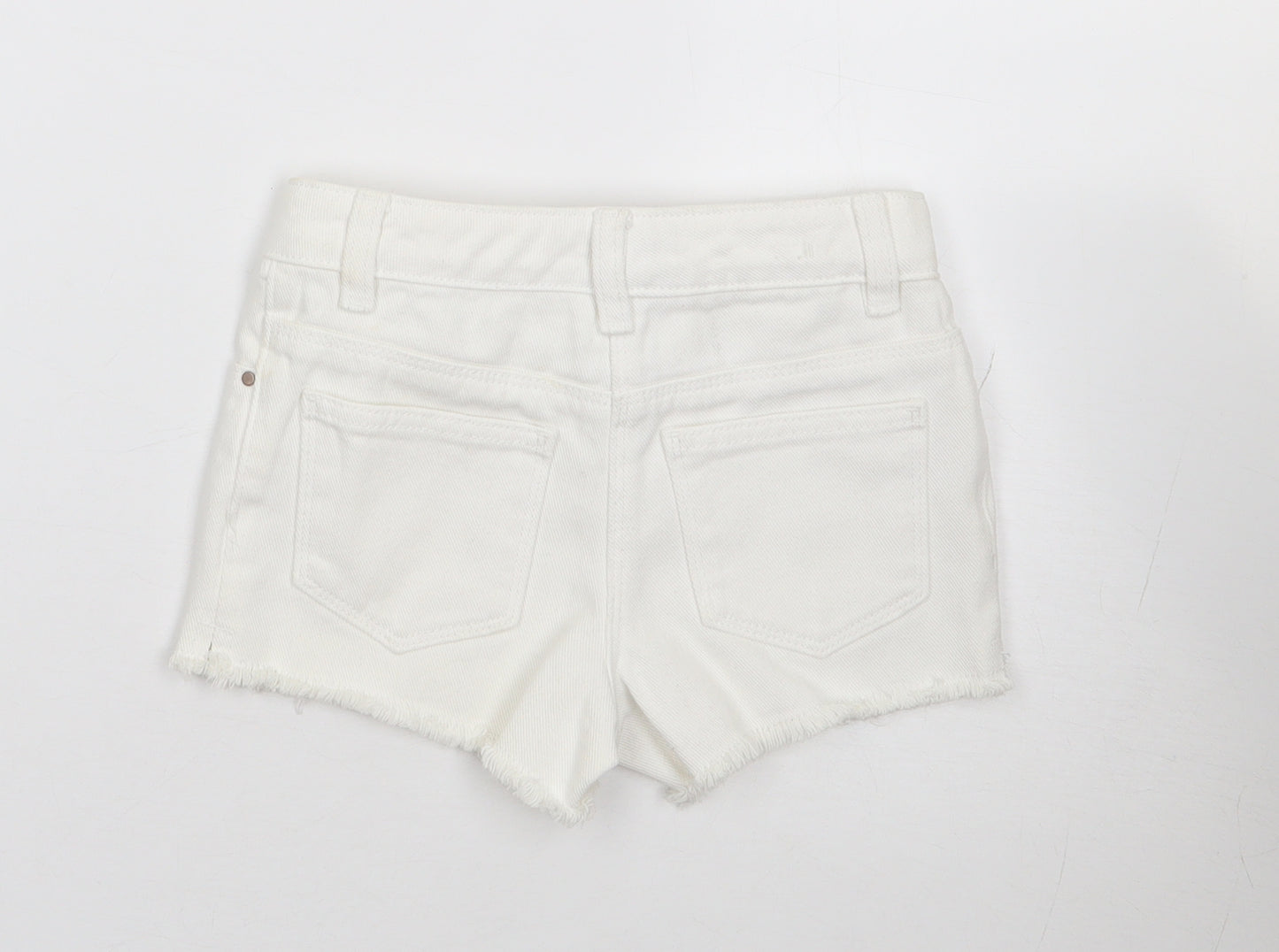 NEXT Girls Ivory  100% Cotton Cut-Off Shorts Size 5 Years  Regular Zip