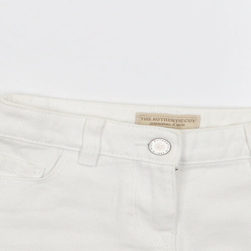 NEXT Girls Ivory  100% Cotton Cut-Off Shorts Size 5 Years  Regular Zip