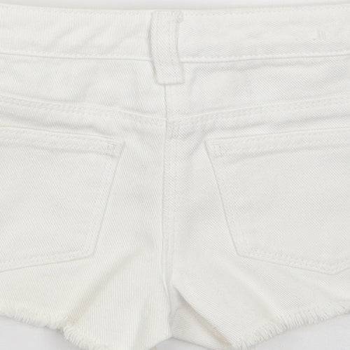 NEXT Girls Ivory  100% Cotton Cut-Off Shorts Size 5 Years  Regular Zip