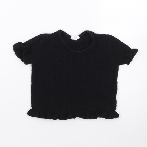 NEXT Girls Black  100% Cotton Jersey T-Shirt Size 5 Years Crew Neck Pullover