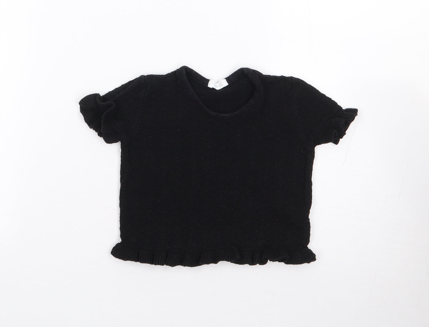 NEXT Girls Black  100% Cotton Jersey T-Shirt Size 5 Years Crew Neck Pullover