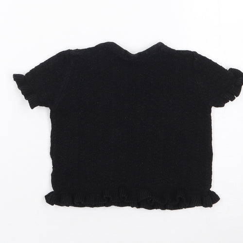 NEXT Girls Black  100% Cotton Jersey T-Shirt Size 5 Years Crew Neck Pullover