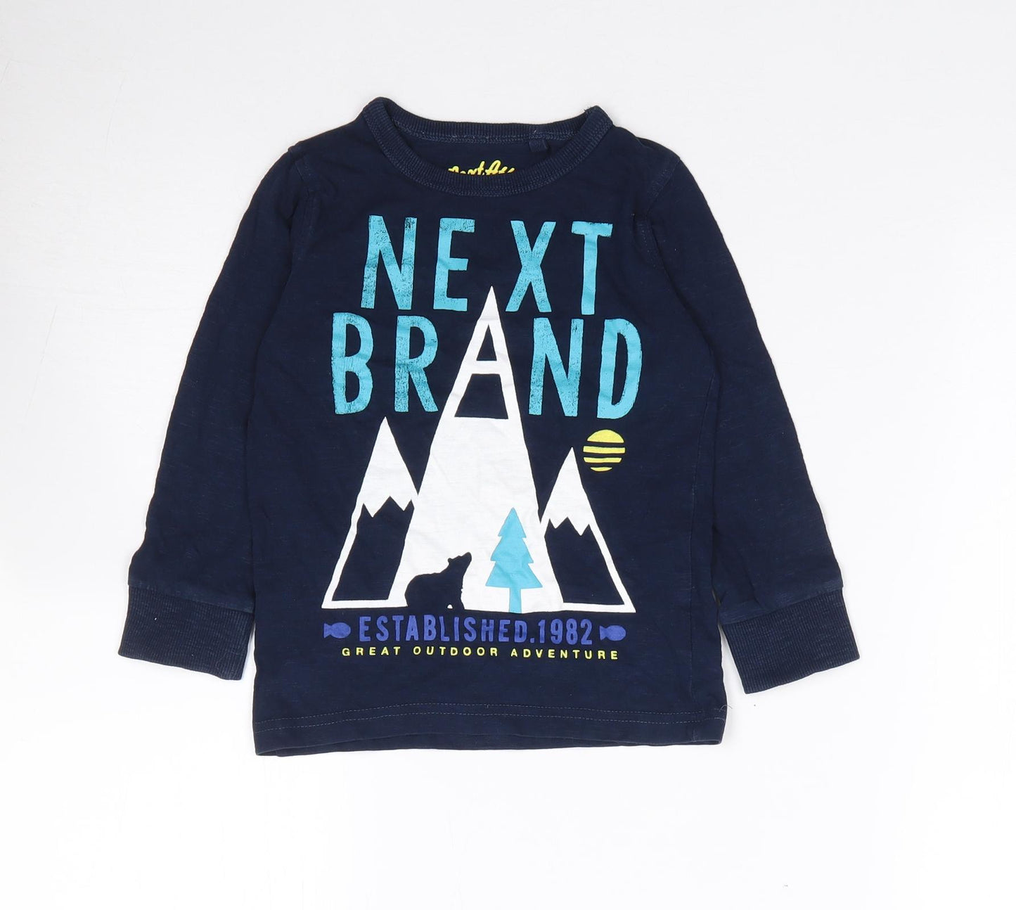 NEXT Boys Blue  100% Cotton Jersey T-Shirt Size 18-24 Months Crew Neck Pullover