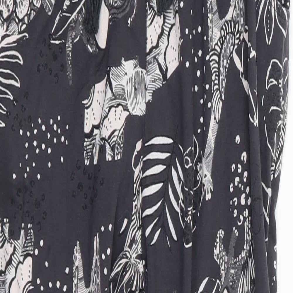 NEXT Girls Grey Geometric Viscose Harem Trousers Size 6 Years L20 in Regular Drawstring