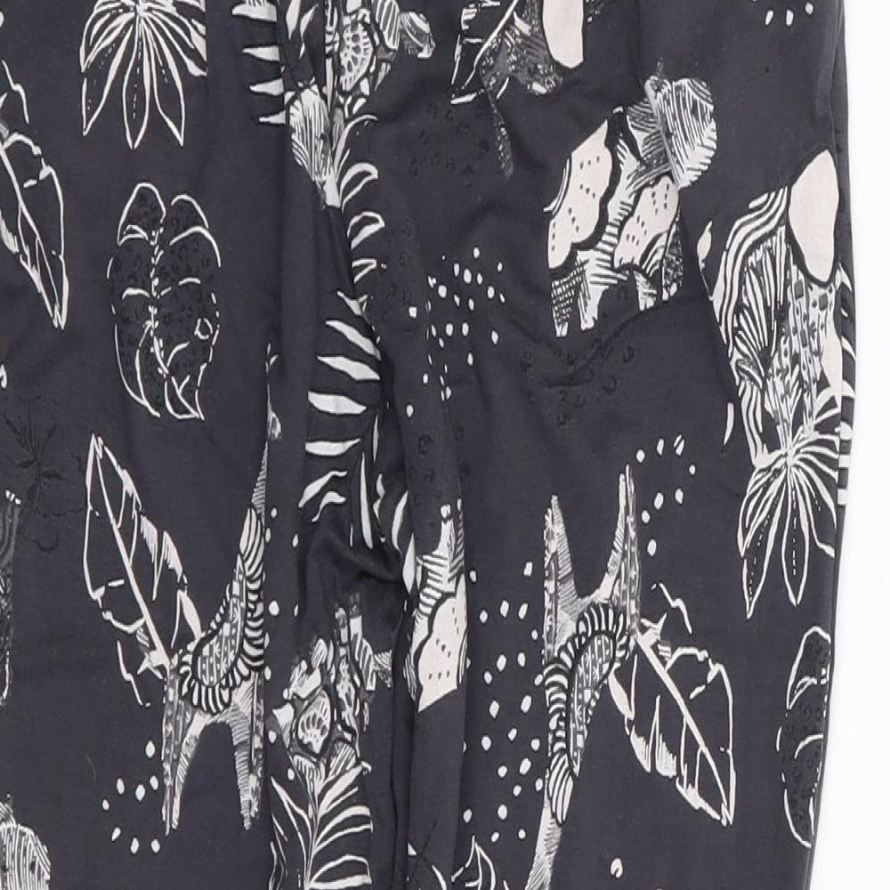 NEXT Girls Grey Geometric Viscose Harem Trousers Size 6 Years L20 in Regular Drawstring
