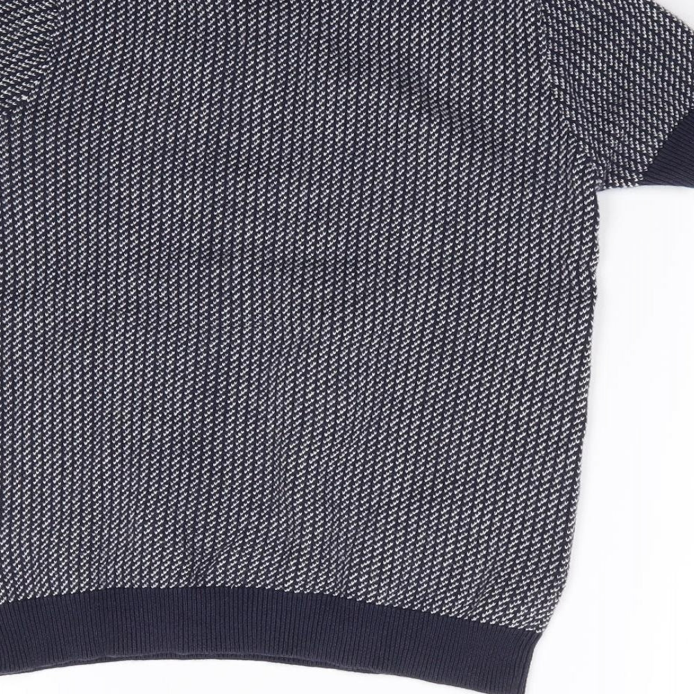 George Boys Blue Geometric 100% Cotton Jersey Polo Size 6-7 Years Collared Pullover