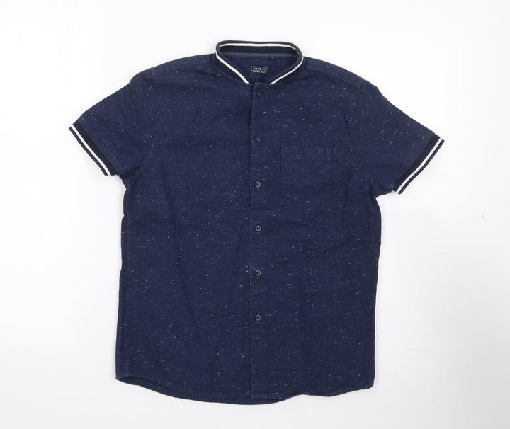 NEXT Boys Blue 100% Cotton Jersey Button-Up Size 10 Years Crew Neck Button